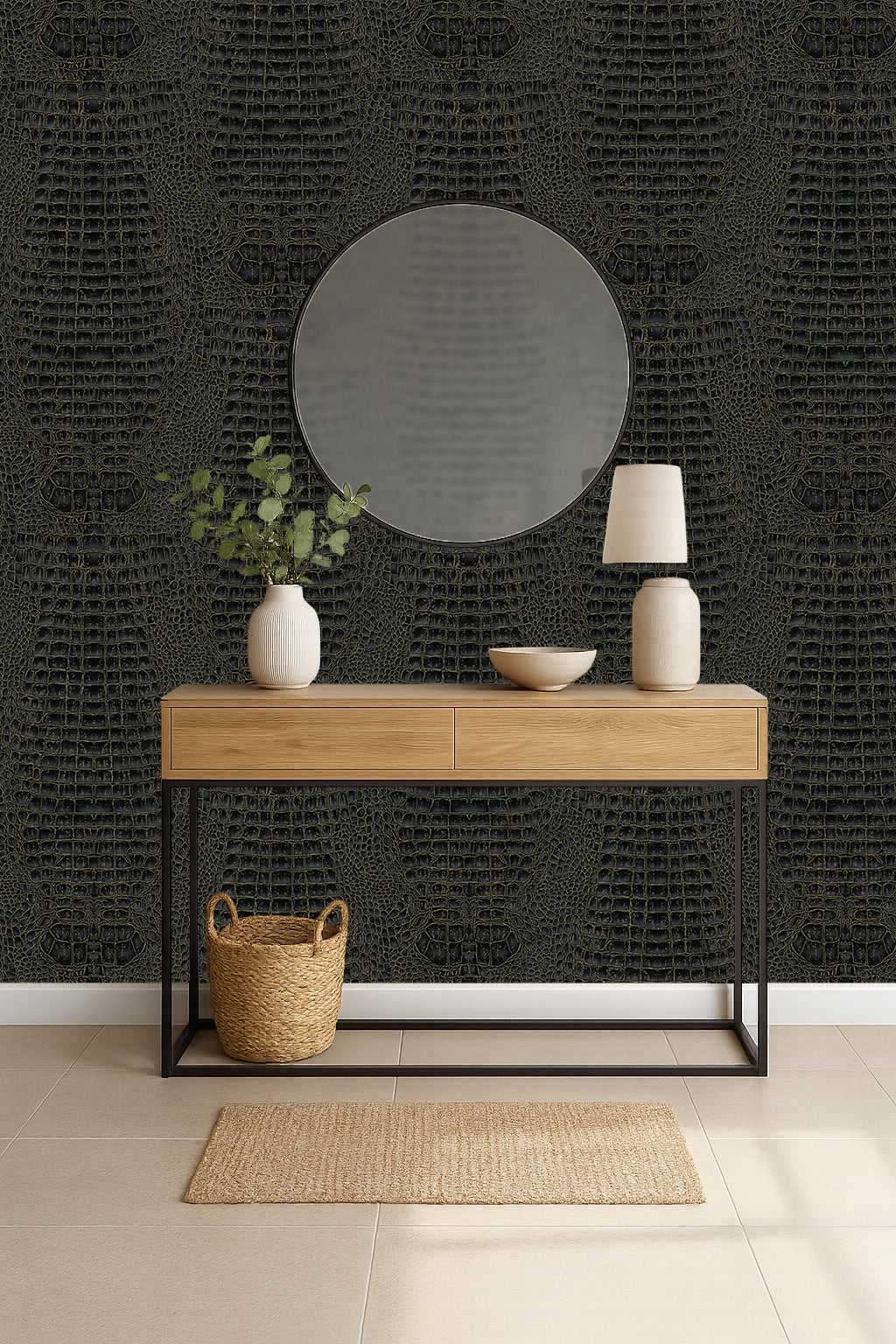 Exotic Crocodile Skin Textured Wallpaper